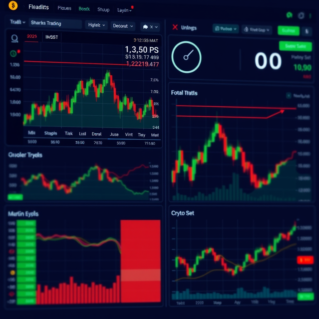 Professional cryptocurrency trading dashboard with real-time charts, market data displays, and advanced technical indicators for spot trading