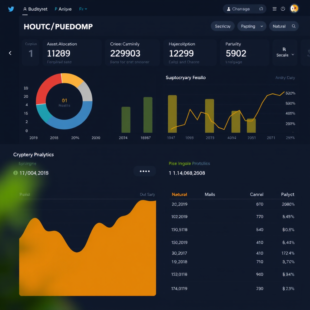 Cryptocurrency portfolio analytics dashboard showing asset allocation and performance metrics