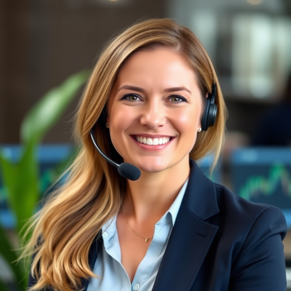 Professional headshot of Emma Thompson, Technical Support Specialist providing expert assistance with trading tools and platform navigation, wearing professional attire with friendly expression